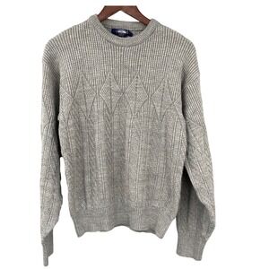 Vintage Knightsbridge Mens M‎ Gray Diamond Knit Sweater Pullover Acrylic